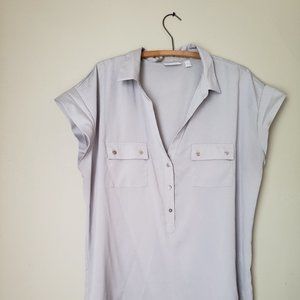 XL Gray Short Sleeve Blouse - NY & Company